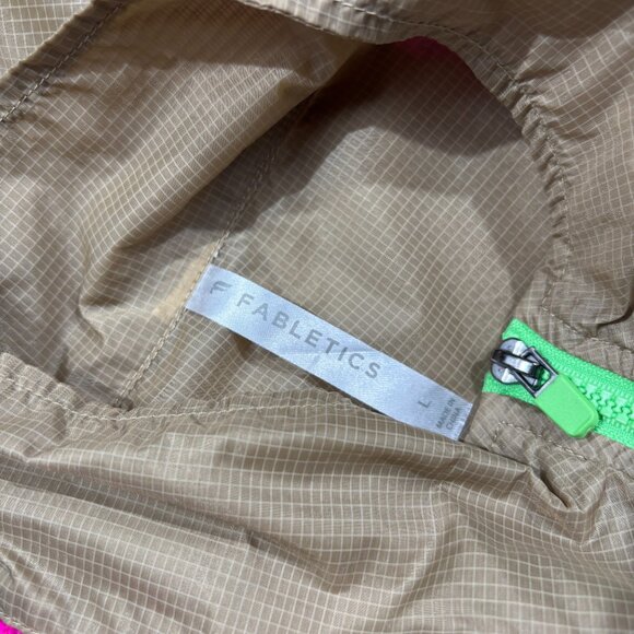 Fabletics Large Women Cropped Windbreaker Lightweight Jacket Neon 80s Colorblock - Picture 13 of 13